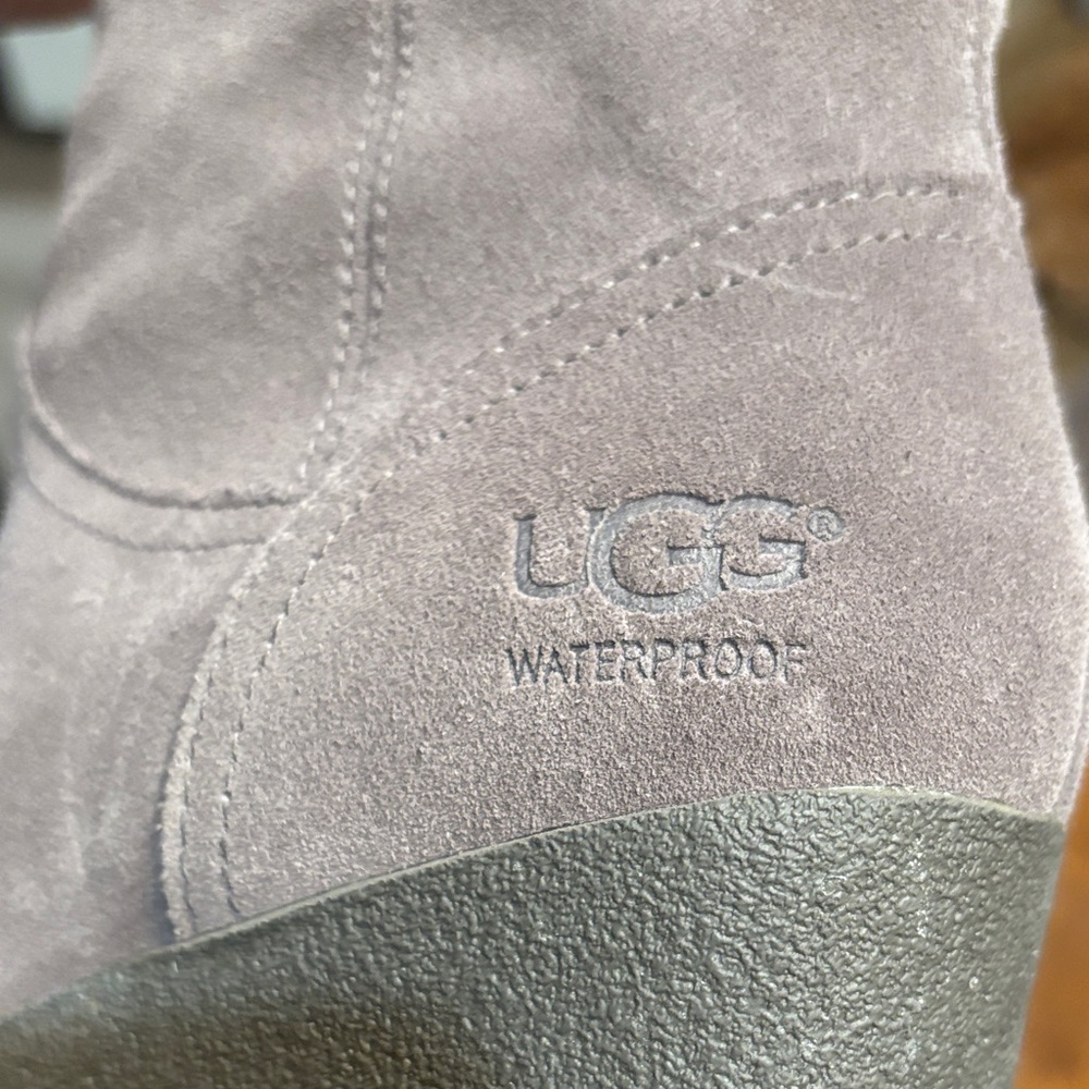 UGG Women's Taupe Suede Wedge Boots - Picture 5 of 15
